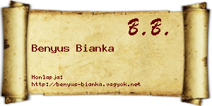 Benyus Bianka névjegykártya